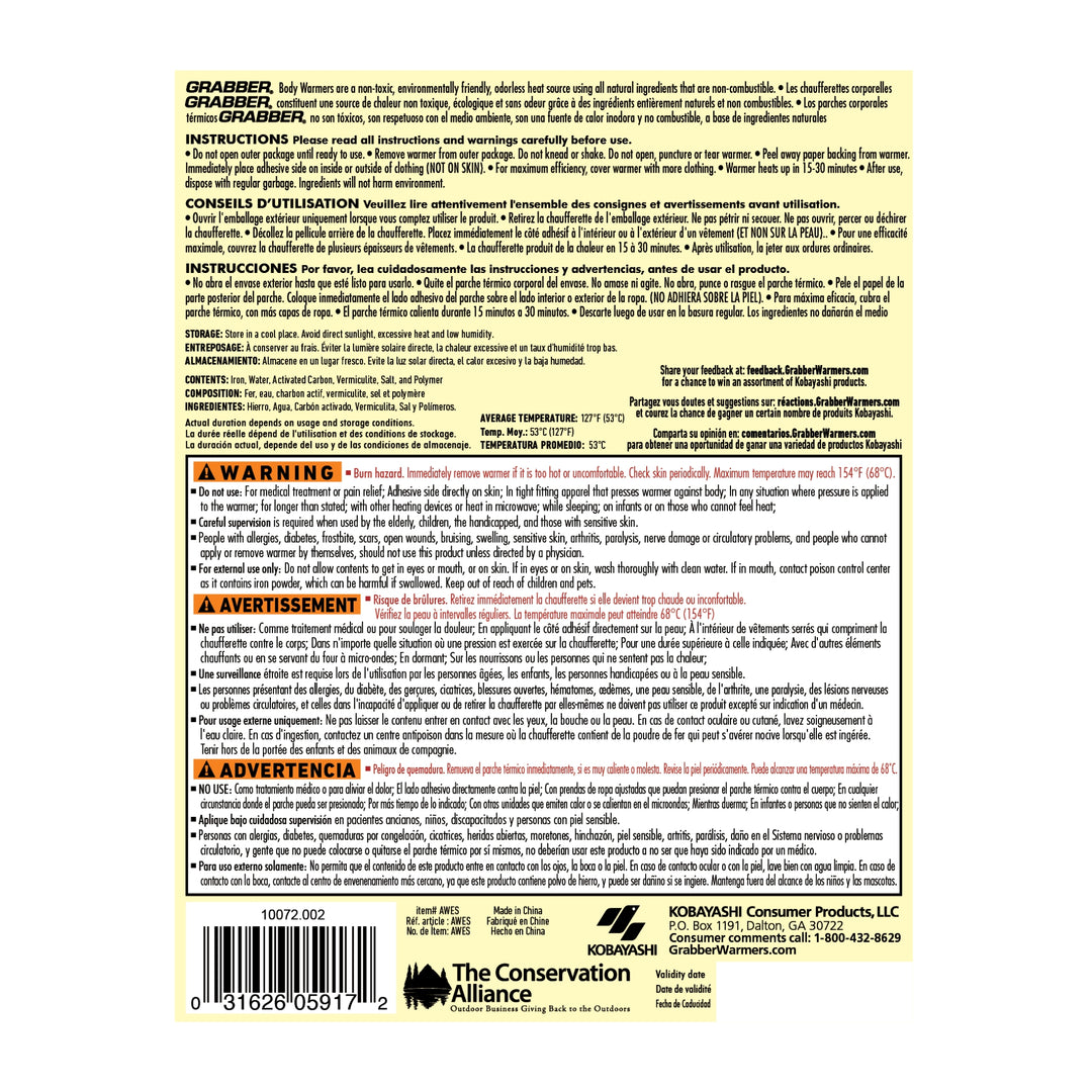 Bulk Grabber® Adhesive Body Warmers | 8 Displays, 320 Units